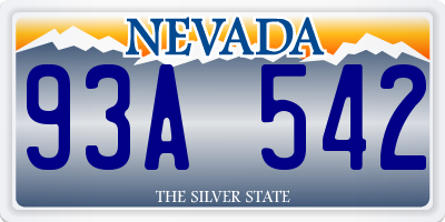 NV license plate 93A542