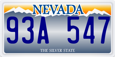 NV license plate 93A547