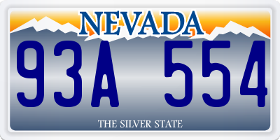 NV license plate 93A554