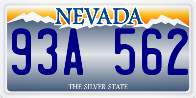 NV license plate 93A562