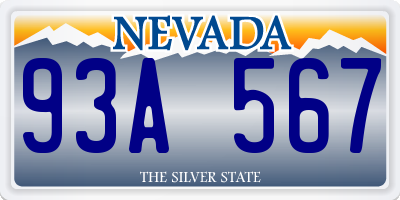 NV license plate 93A567