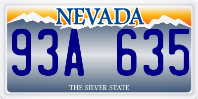NV license plate 93A635