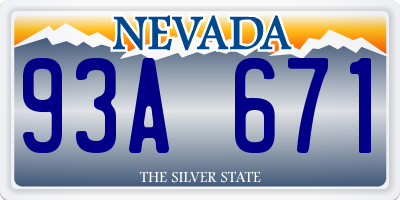 NV license plate 93A671
