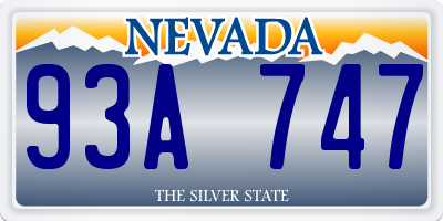 NV license plate 93A747