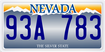 NV license plate 93A783