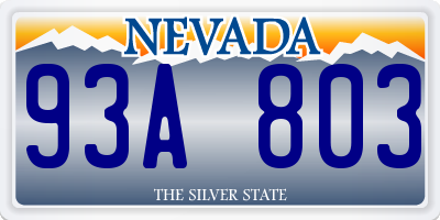 NV license plate 93A803