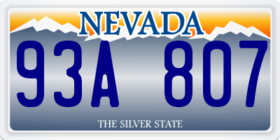 NV license plate 93A807