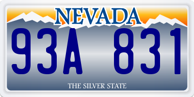 NV license plate 93A831