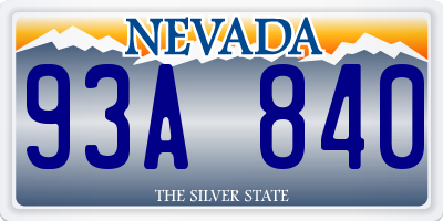 NV license plate 93A840