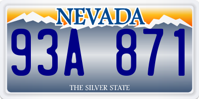 NV license plate 93A871