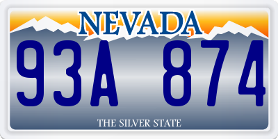 NV license plate 93A874