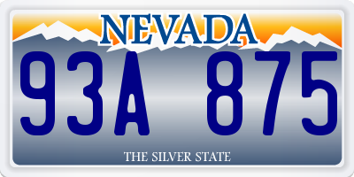NV license plate 93A875