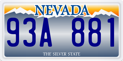 NV license plate 93A881