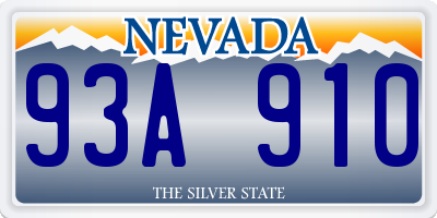 NV license plate 93A910