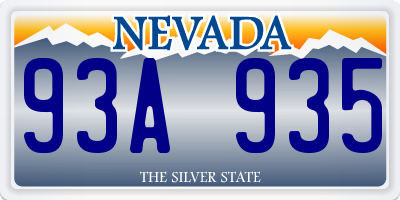 NV license plate 93A935