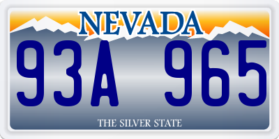 NV license plate 93A965