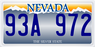 NV license plate 93A972