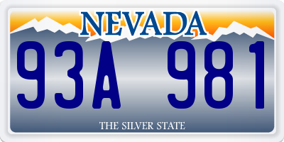 NV license plate 93A981