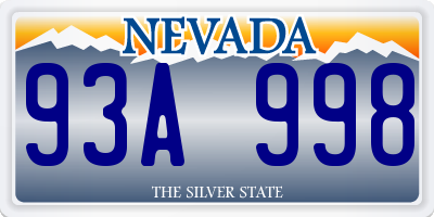 NV license plate 93A998