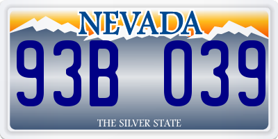 NV license plate 93B039