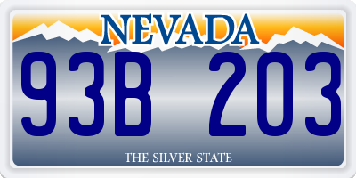 NV license plate 93B203