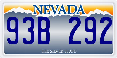 NV license plate 93B292