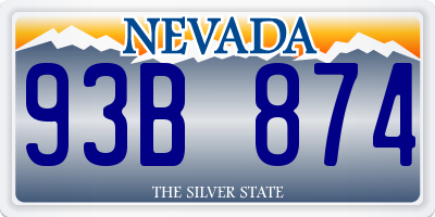 NV license plate 93B874