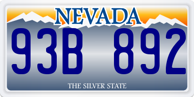 NV license plate 93B892