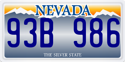 NV license plate 93B986