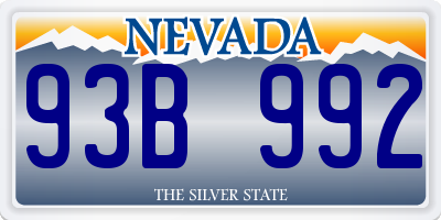NV license plate 93B992