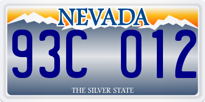 NV license plate 93C012