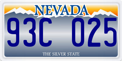 NV license plate 93C025