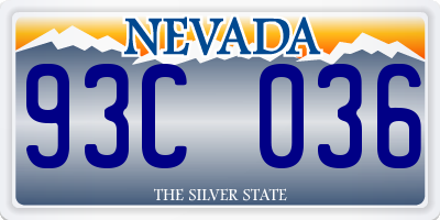 NV license plate 93C036