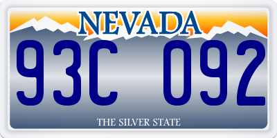 NV license plate 93C092