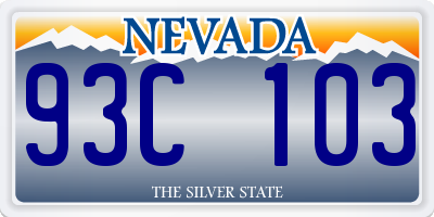 NV license plate 93C103