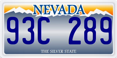NV license plate 93C289