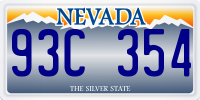 NV license plate 93C354