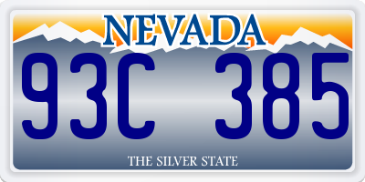 NV license plate 93C385