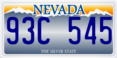 NV license plate 93C545