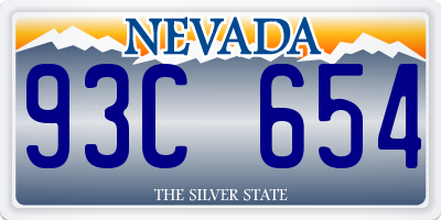 NV license plate 93C654