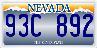 NV license plate 93C892