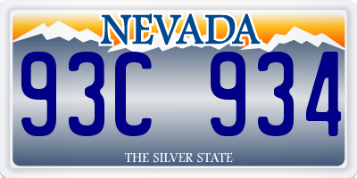 NV license plate 93C934