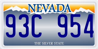 NV license plate 93C954