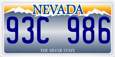 NV license plate 93C986