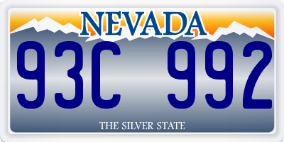 NV license plate 93C992