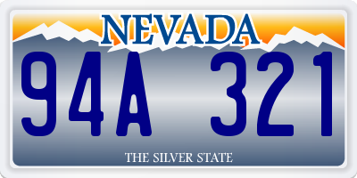 NV license plate 94A321