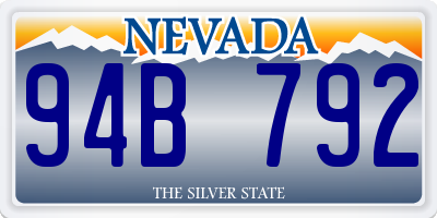 NV license plate 94B792