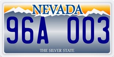 NV license plate 96A003