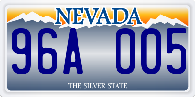 NV license plate 96A005