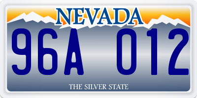 NV license plate 96A012